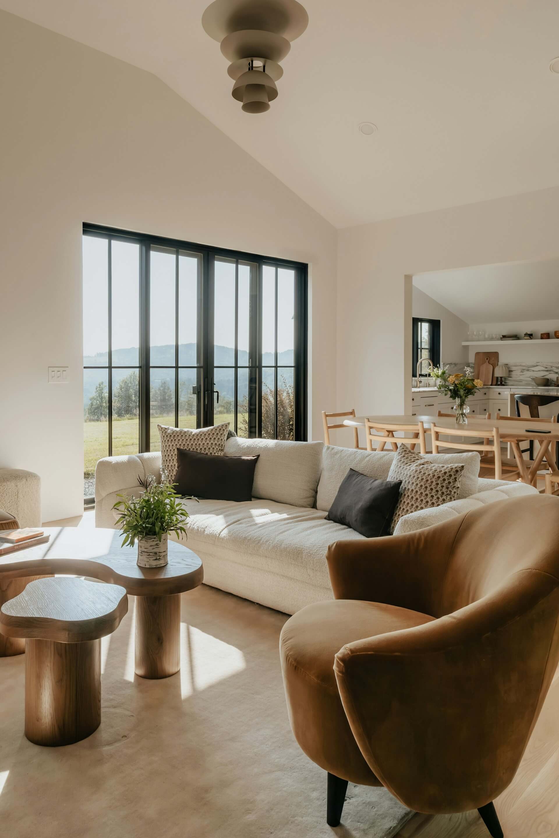 Bright, living room with large windows and natural light